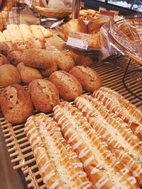 High angle view of bread in store