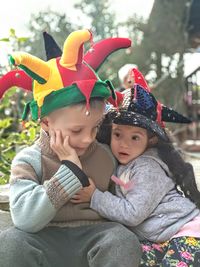 Portrait of cute girl wearing hat