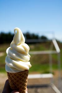 Close-up of ice cream in park