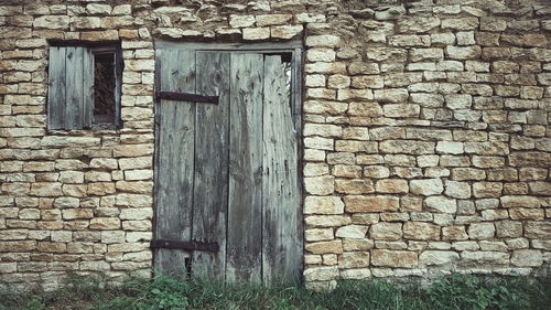 Close-up of weathered door