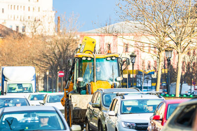 Traffic on road in city