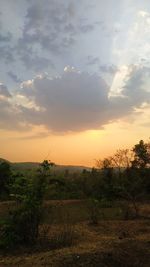 Scenic view of field against sky during sunset