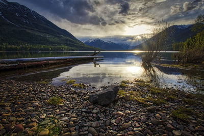 Scenic view of lake against sky