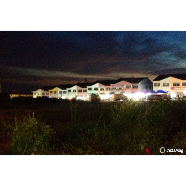 transfer print, auto post production filter, building exterior, built structure, architecture, sky, plant, field, house, grass, text, growth, outdoors, western script, nature, day, no people, residential structure, landscape, cloud - sky