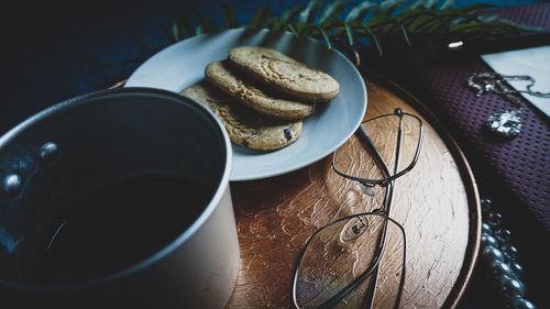 Close-up of breakfast on table