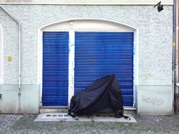 Closed door of building