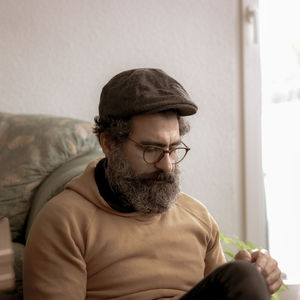 Portrait of young man looking away