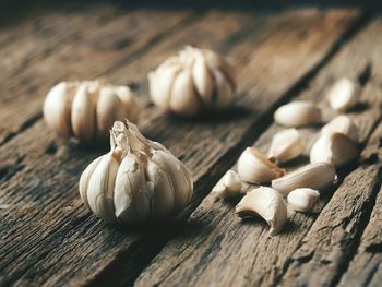 Close-up of garlic on table