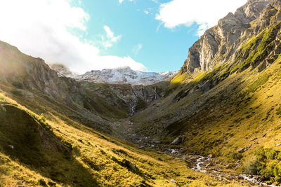 Scenic view of mountains against sky