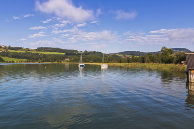 Scenic view of lake against sky