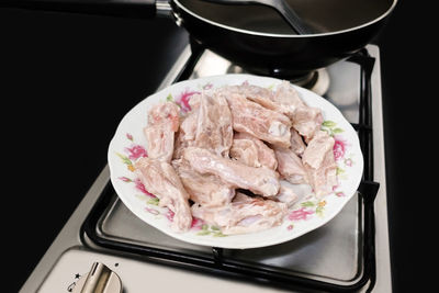 Close-up of meat in plate