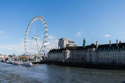 View of the london eye and the thames river