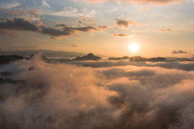 Scenic view of landscape against sky during sunset