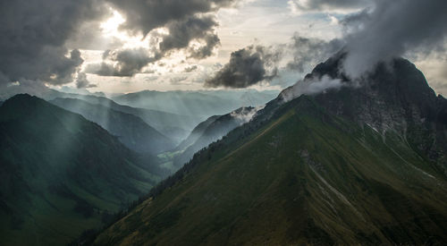 Panoramic view of mountains against sky