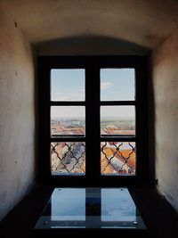 Buildings seen through window