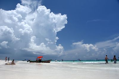 View of people on the beach