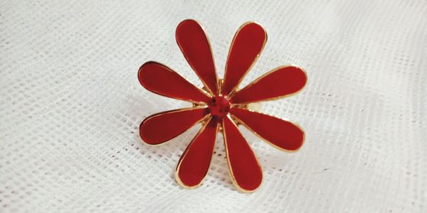 High angle view of red decoration on table