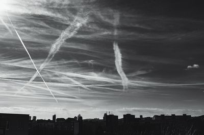 Low angle view of vapor trail against sky