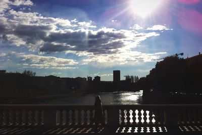 City skyline at sunset