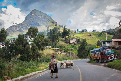 People walking on road