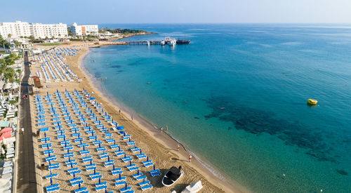 High angle view of beach against sky