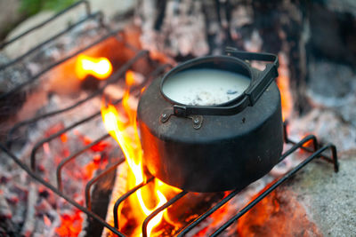 Close-up of burning stove