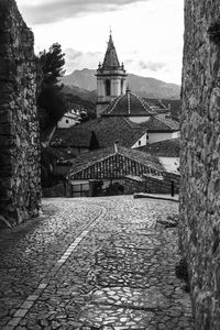 View of church at riverbank