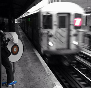 Railroad station platform at night