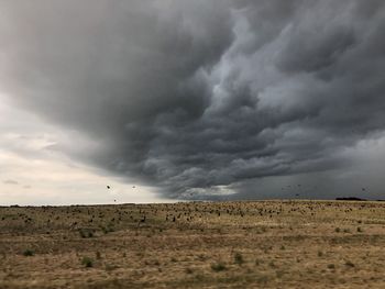 Storm clouds over land