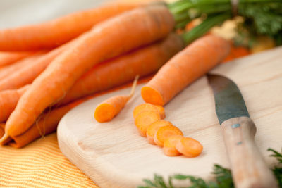 Close-up of meat on cutting board