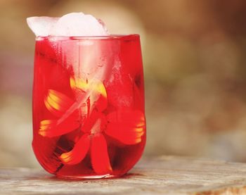Close-up of drink in glass on table