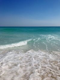 Scenic view of sea against clear sky
