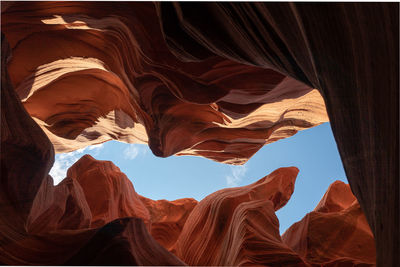 Low angle view of rock formations