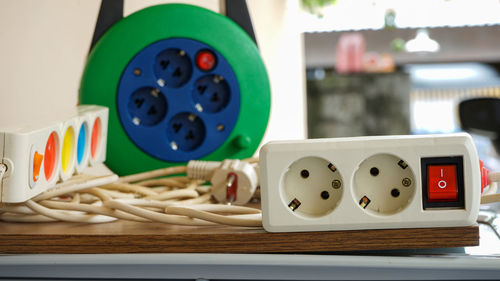 Close-up of objects on table