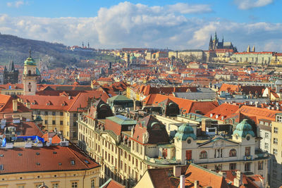 High angle shot of town