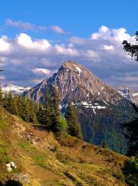 Scenic view of mountains against sky