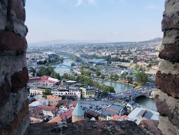 High angle view of townscape against sky