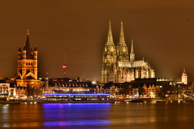 View of illuminated city at night