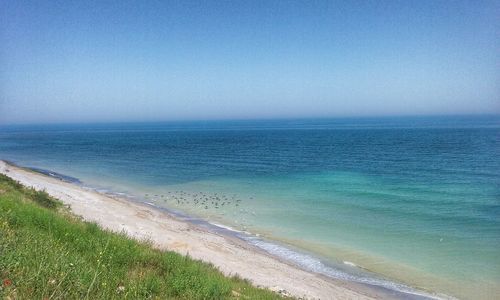 Scenic view of sea against clear sky