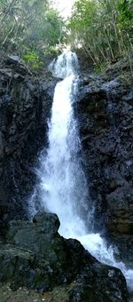 Low angle view of waterfall