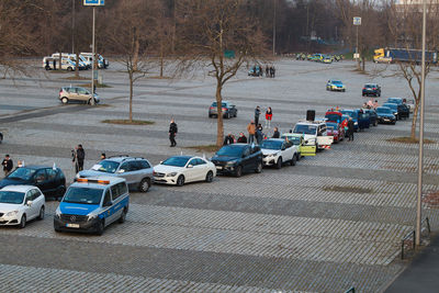 High angle view of cars on road