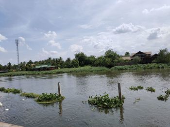 Scenic view of lake against sky