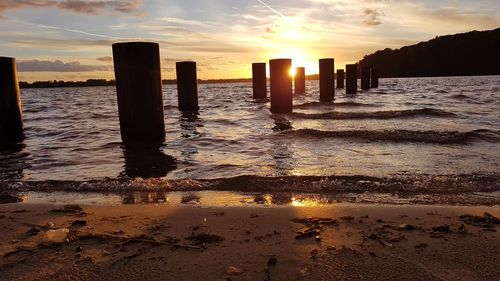 Scenic view of sea against sky during sunset