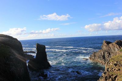 View of calm blue sea against sky