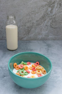 Close-up of breakfast served on table