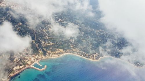 Aerial view of sea against sky