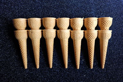 Directly above shot of ice cream cones on rug