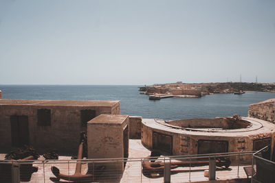 Panoramic view of sea against clear sky