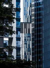 Low angle view of modern buildings in city