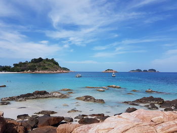 View of calm blue sea against sky